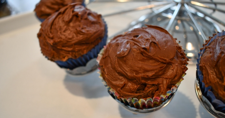 Chocolatey Moose Tracks Cupcake with a Chocolate Frosting