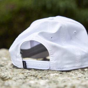 white imperial rope hat with moose tracks ice cream est. 1988 embroidered with black thread